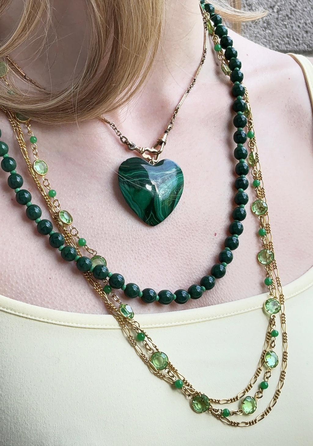 Corocraft Green Stone Layering Necklace