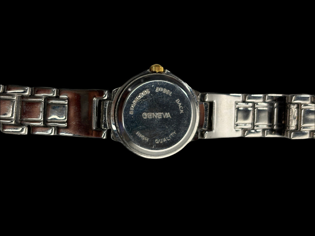 Montre analogique Genève bicolore à cadran doré
