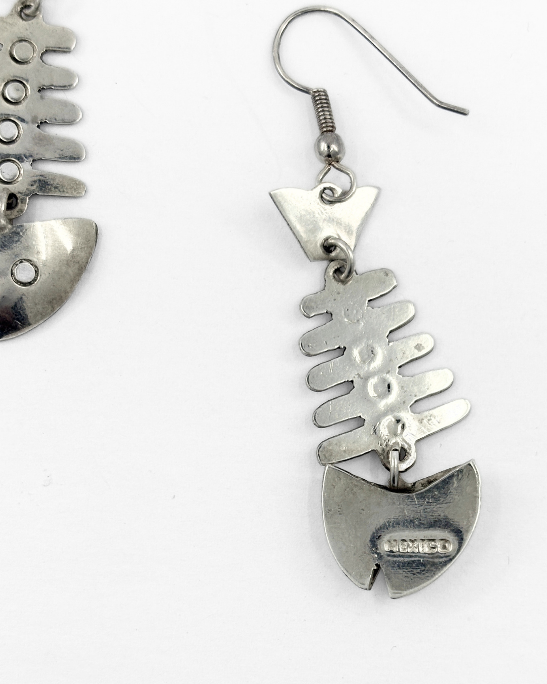 Sterling Silver Articulated Fish Skeleton Dangle Earrings