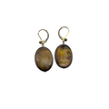 Vintage Gold Plated Brown Shell Drop Earrings