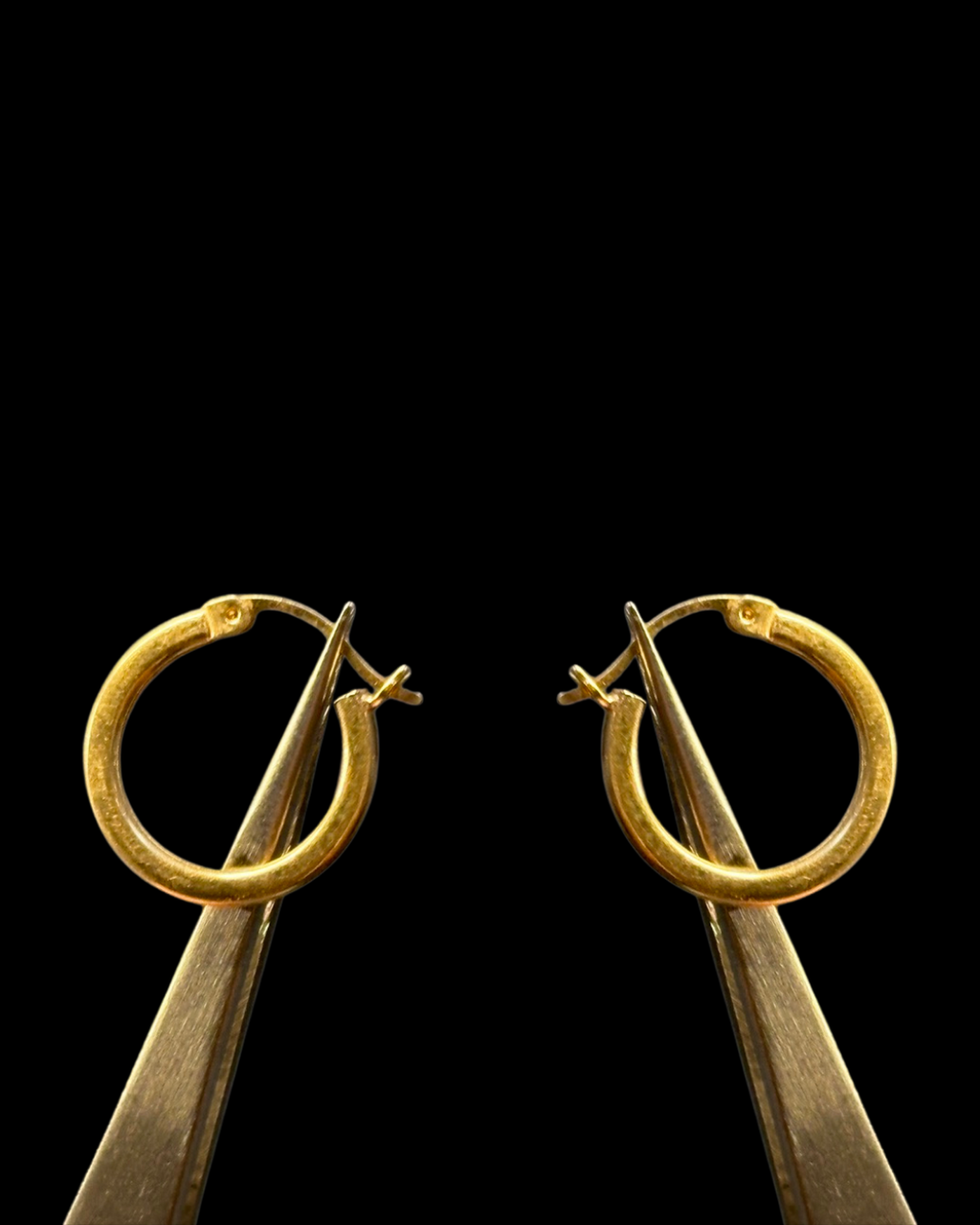 10KT Yellow Gold Diamond Etched Hoops