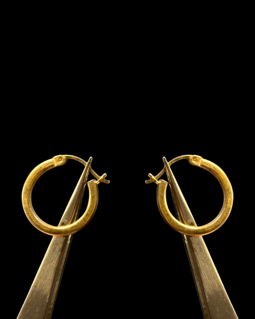 10KT Yellow Gold Diamond Etched Hoops