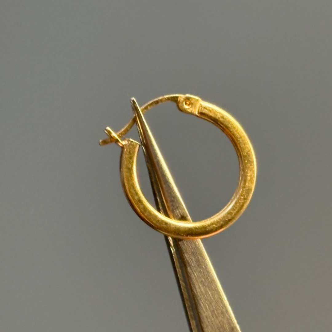 10KT Yellow Gold Diamond Etched Hoops