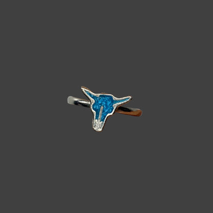 Silvertone Bull Turquoise Ring