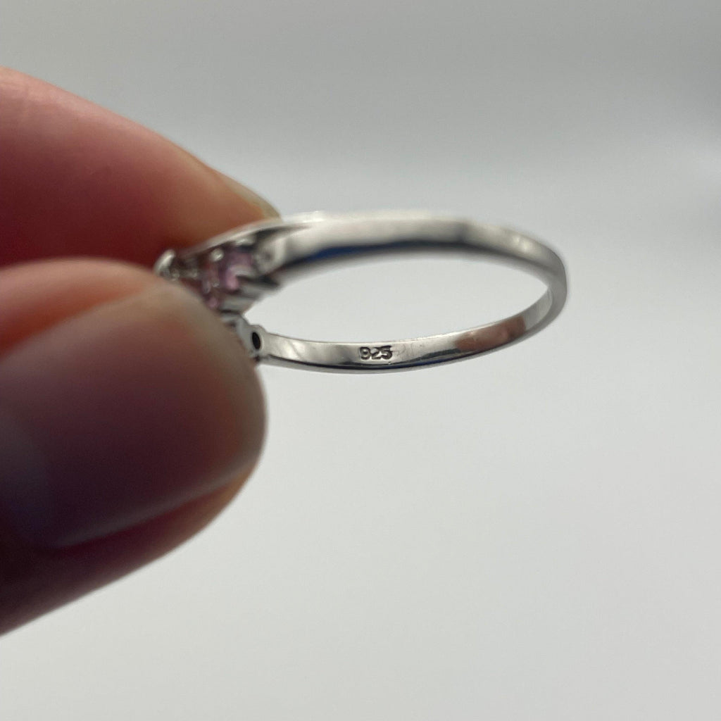 925 Heart Buckle with Pink Stones Ring