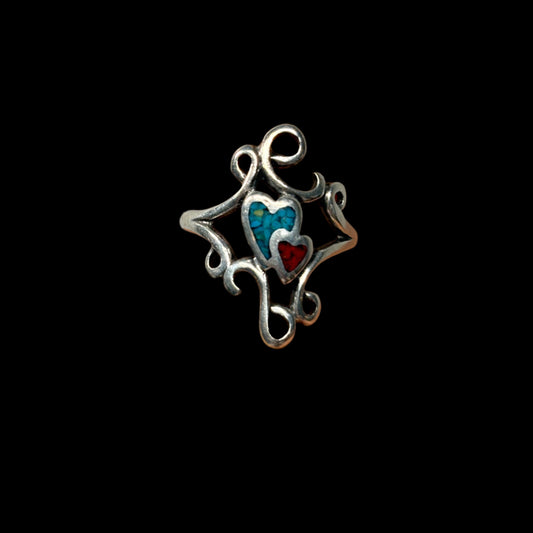 Navajo 925 Double Heart Ring