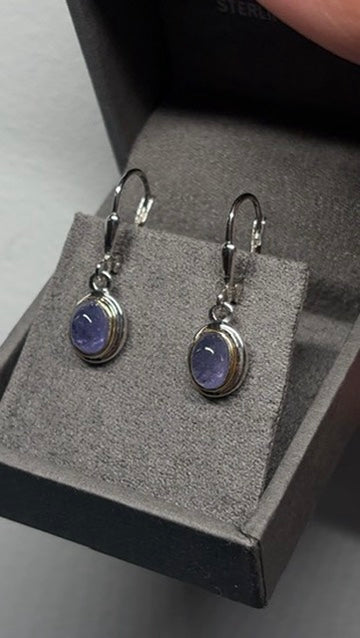 10KT and 925 2.4CT Tanzanite Drop Earrings