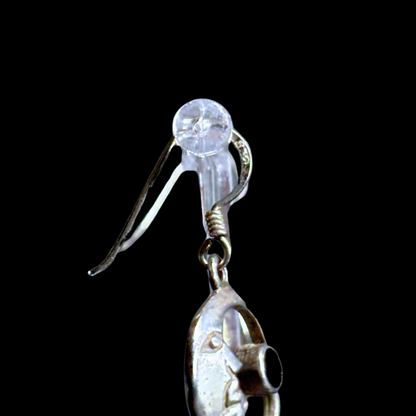 Sterling Crescent and Onyx Dangle Earrings