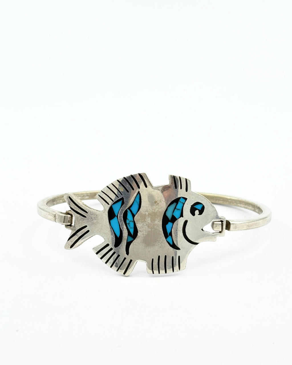 Taxco Silver Inlaid Turquoise Bracelet Cuff