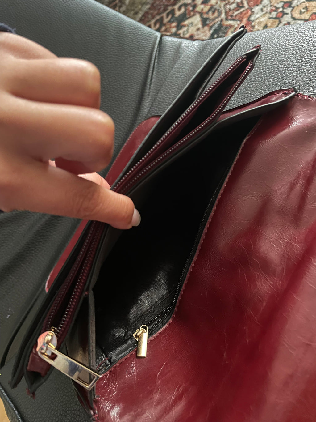 Cherry Red Woven Leather Bag