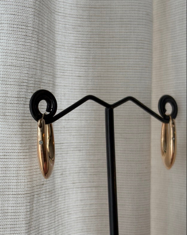 Estate 10KT Oval Hoops with Diamond Accent