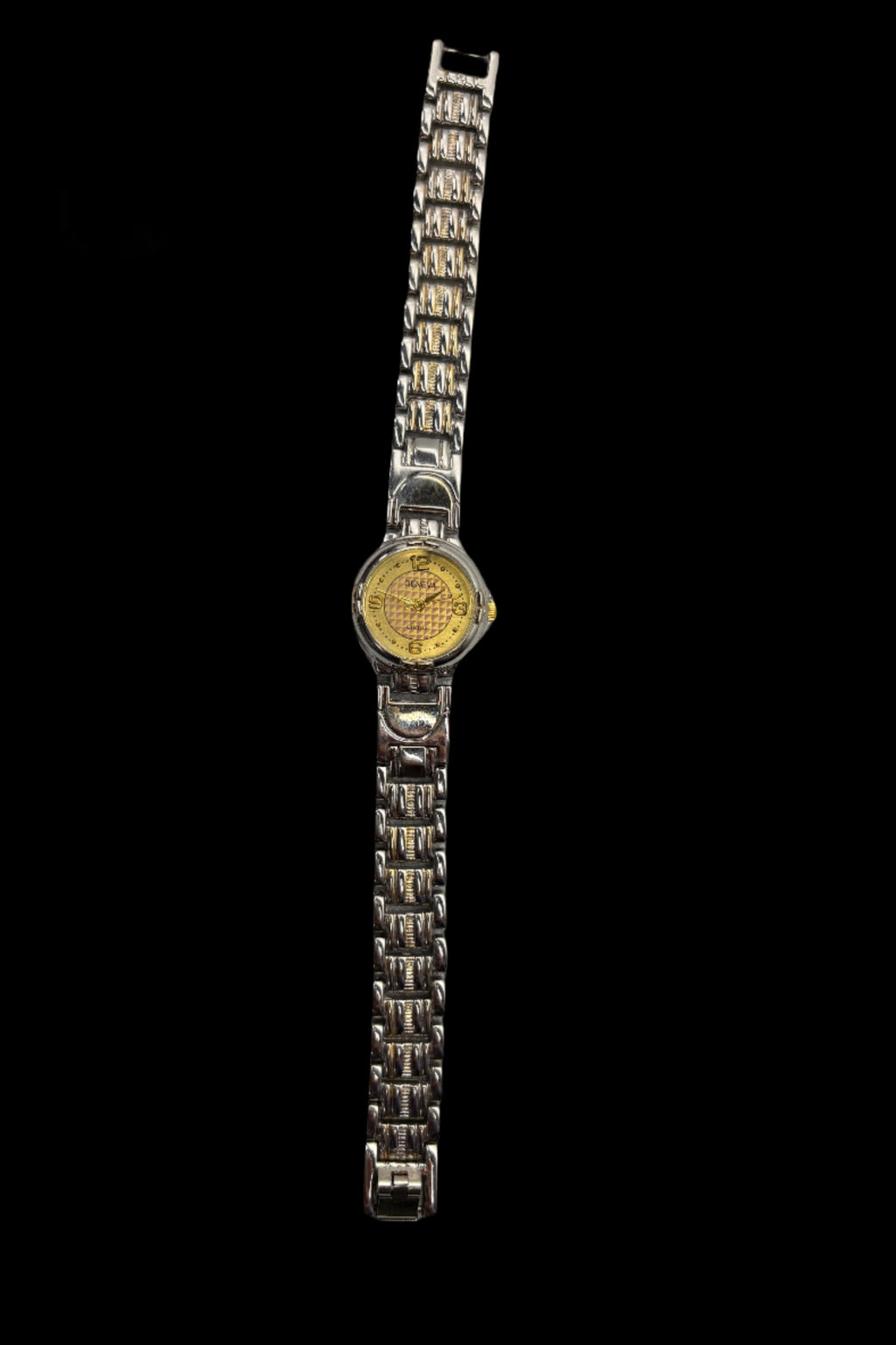 Montre analogique Genève bicolore à cadran doré