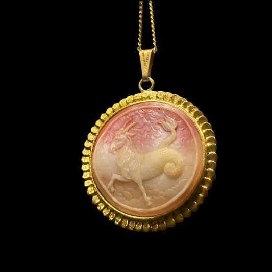 1960s Capricorn Cameo Necklace