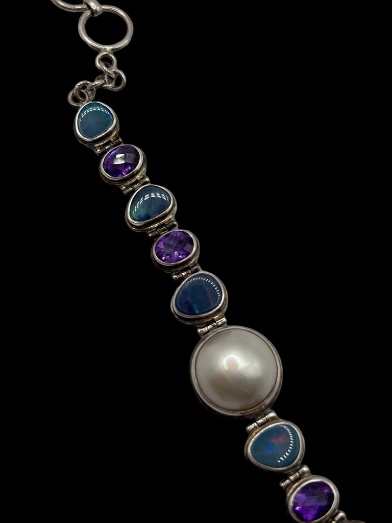 Sterling Multi-Gemstone Statement Bracelet