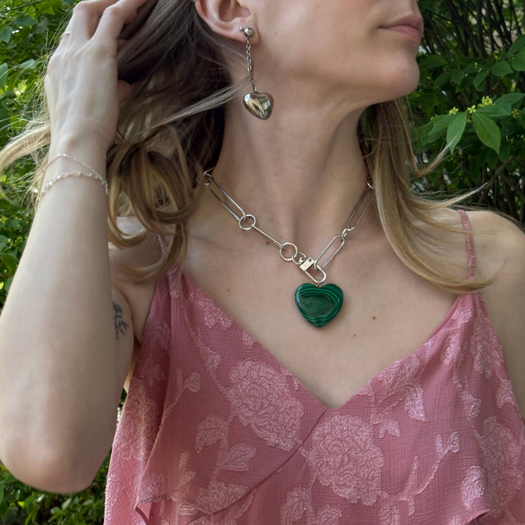 Green Malachite Heart Pendant