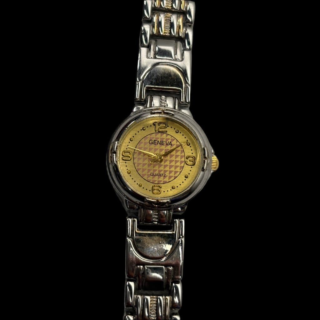 Montre analogique Genève bicolore à cadran doré