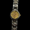 Montre analogique Genève bicolore à cadran doré