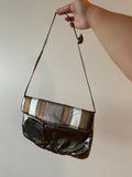 Vintage Margolm Metallic Gold, Gunmetal & Silver Snake Clutch/Purse
