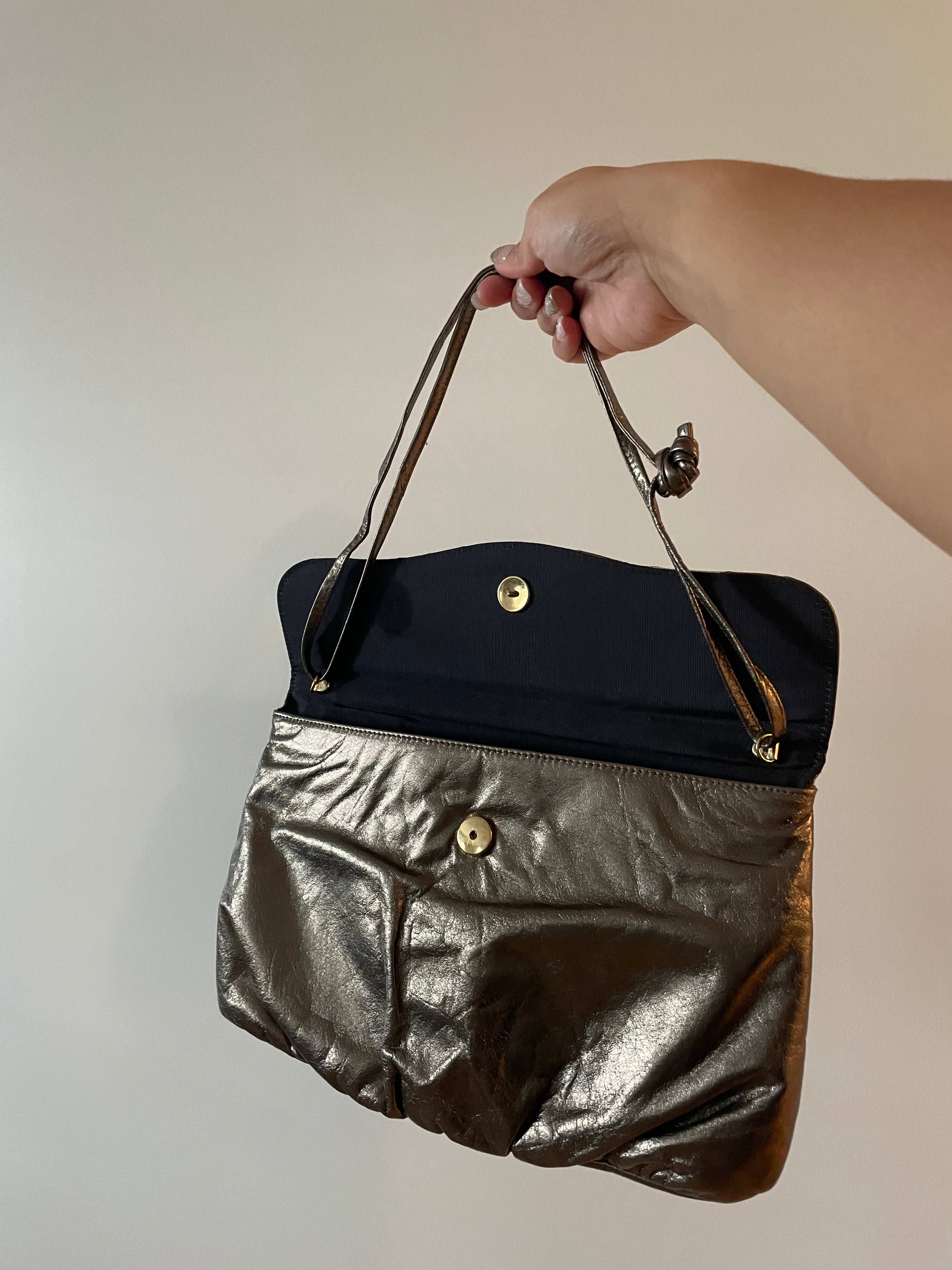 Vintage Margolm Metallic Gold, Gunmetal & Silver Snake Clutch/Purse