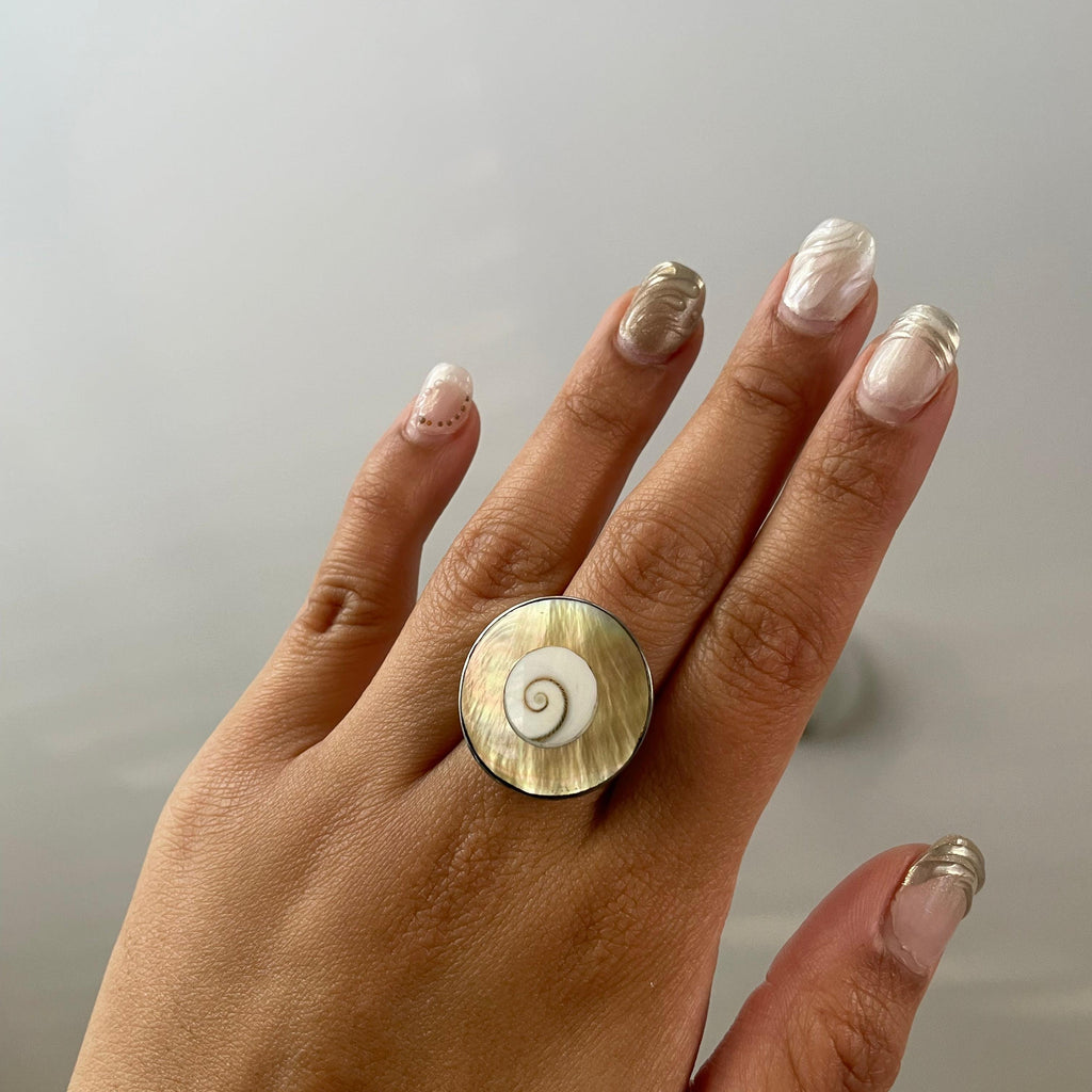 Adjustable Shiva Mother of Pearl Ring