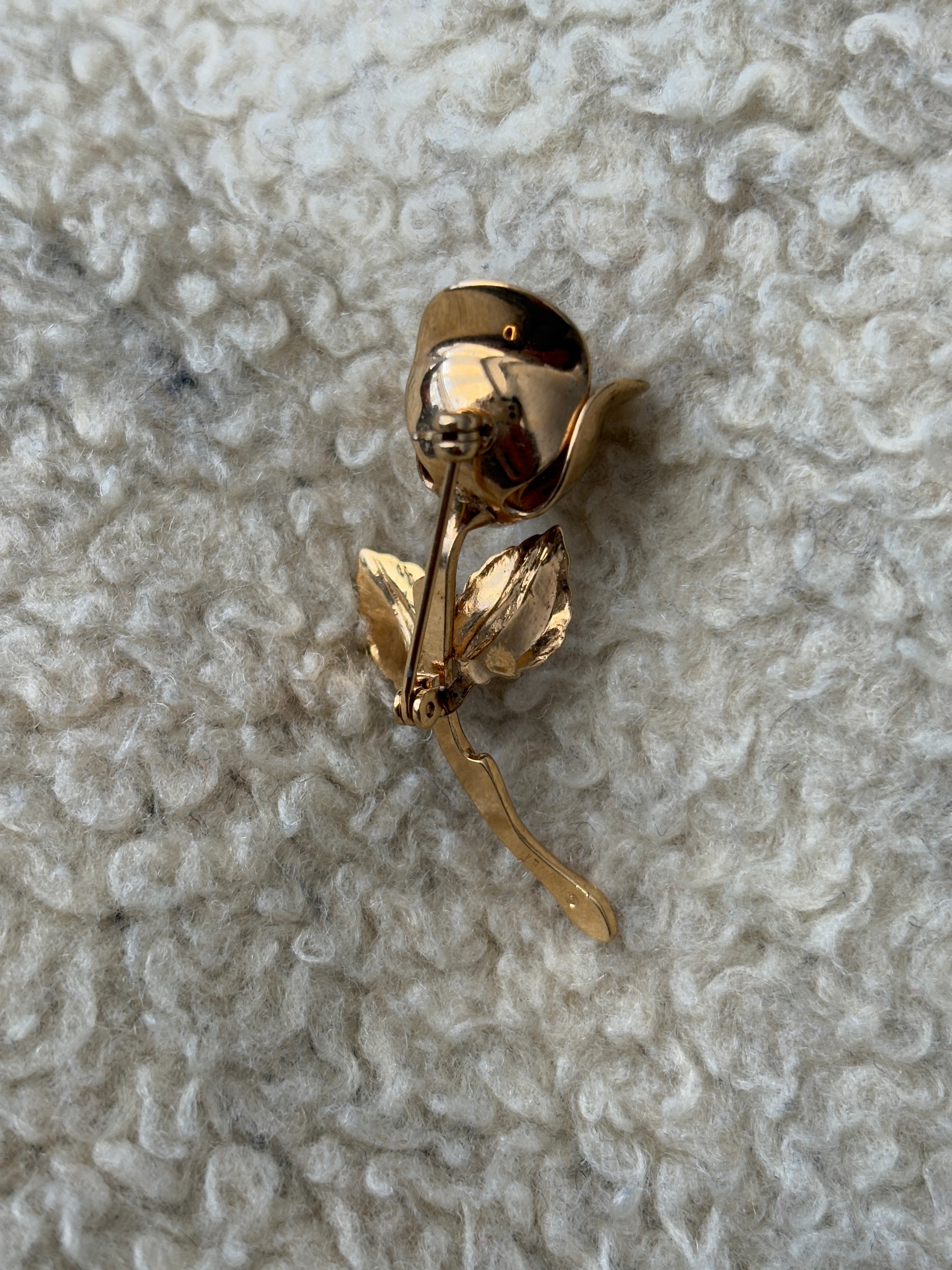 Gold Plated Monet Rose Brooch