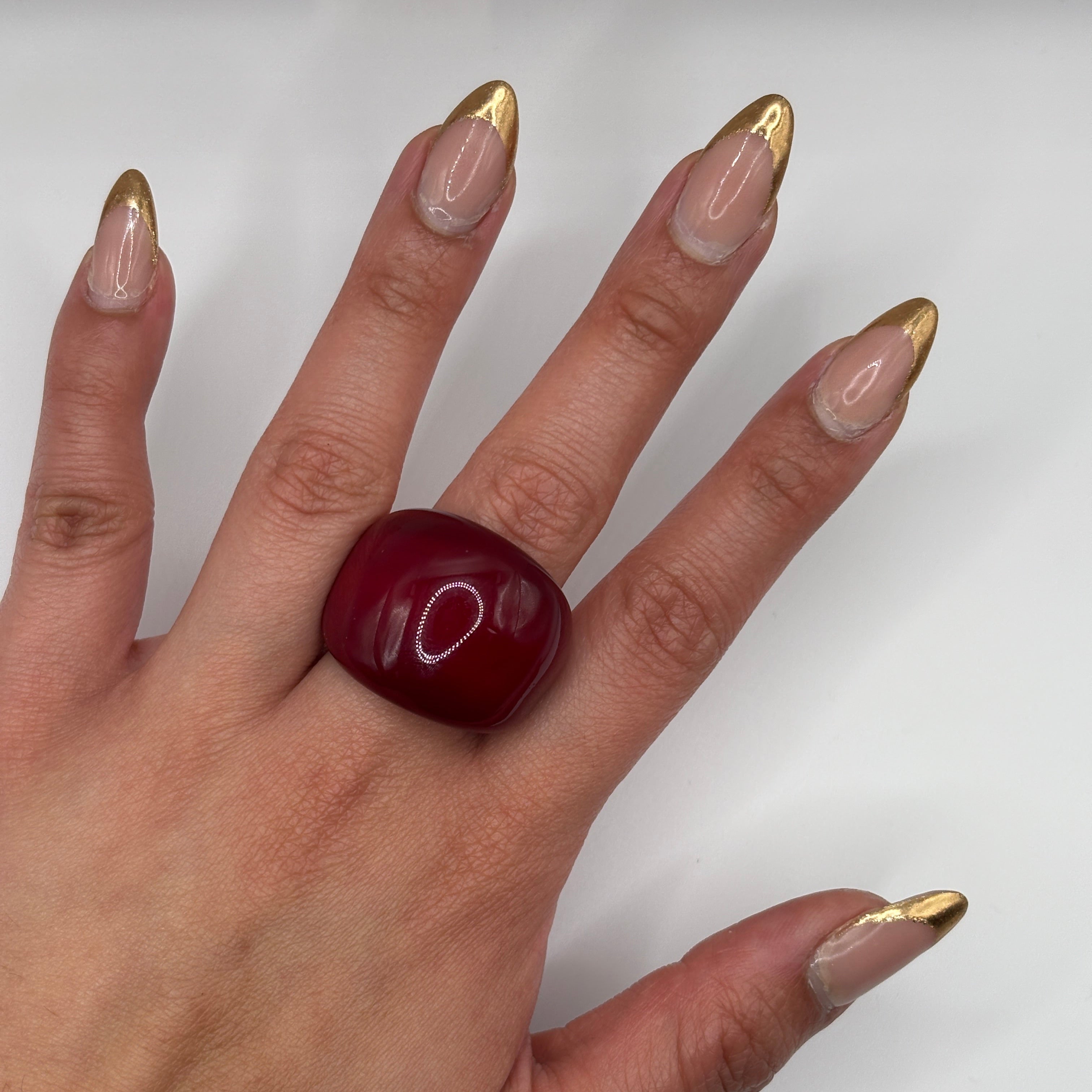 Retro Cherry Red Glass Ring