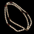 Double Strand Pearl and Garnet Bracelet