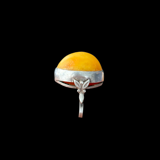 925 Edwardian Amber Ring