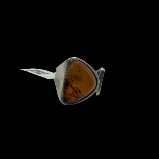 925 Amber Adjustable Ring
