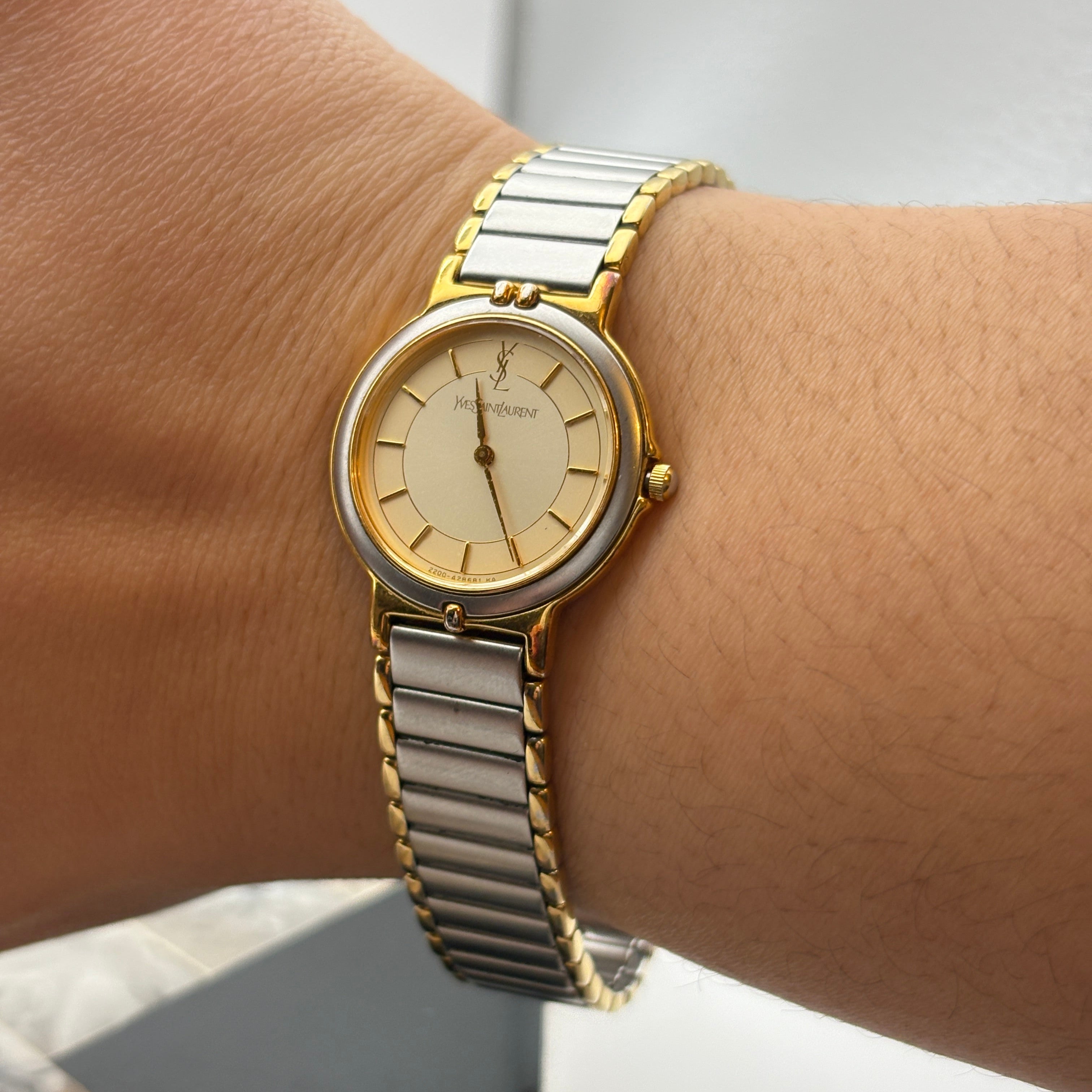 Yves Saint Laurent Vintage Ladies Watch in Two Tone Gold and Steel