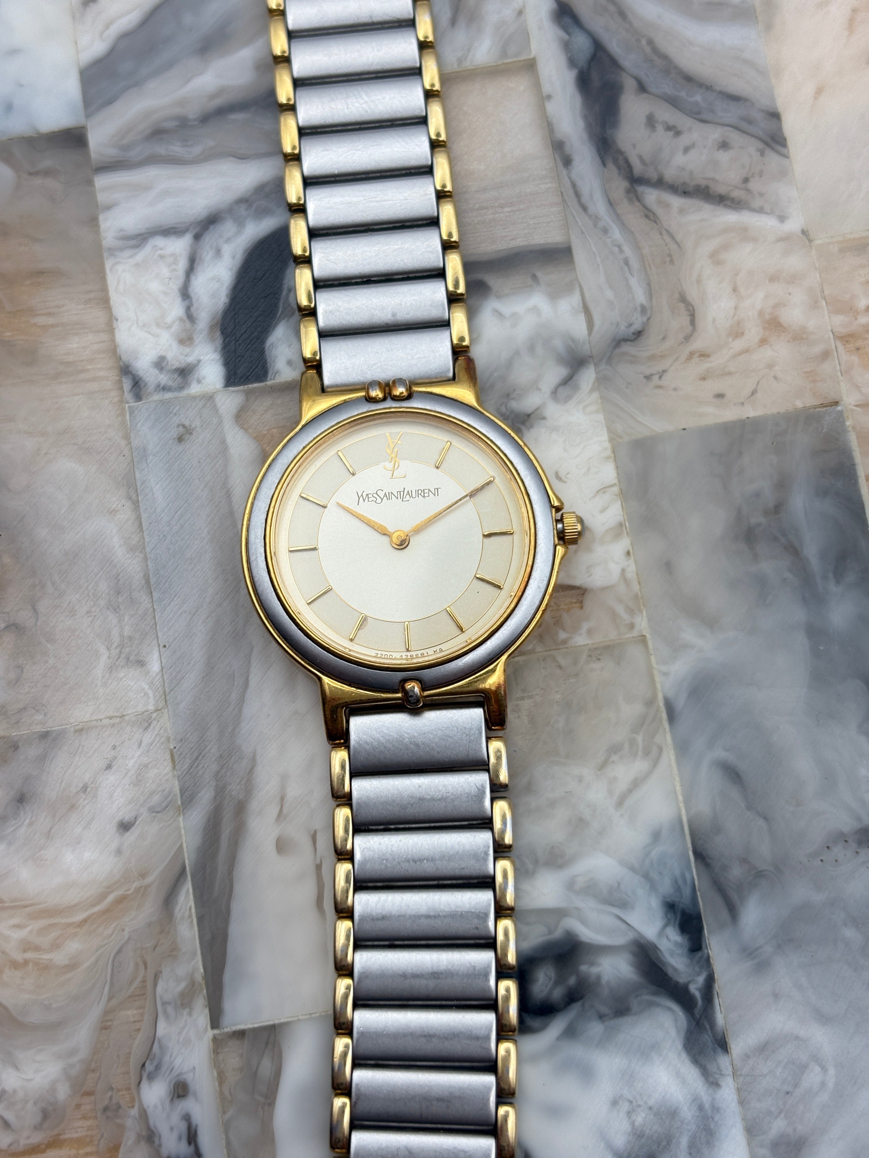 Yves Saint Laurent Vintage Ladies Watch in Two Tone Gold and Steel