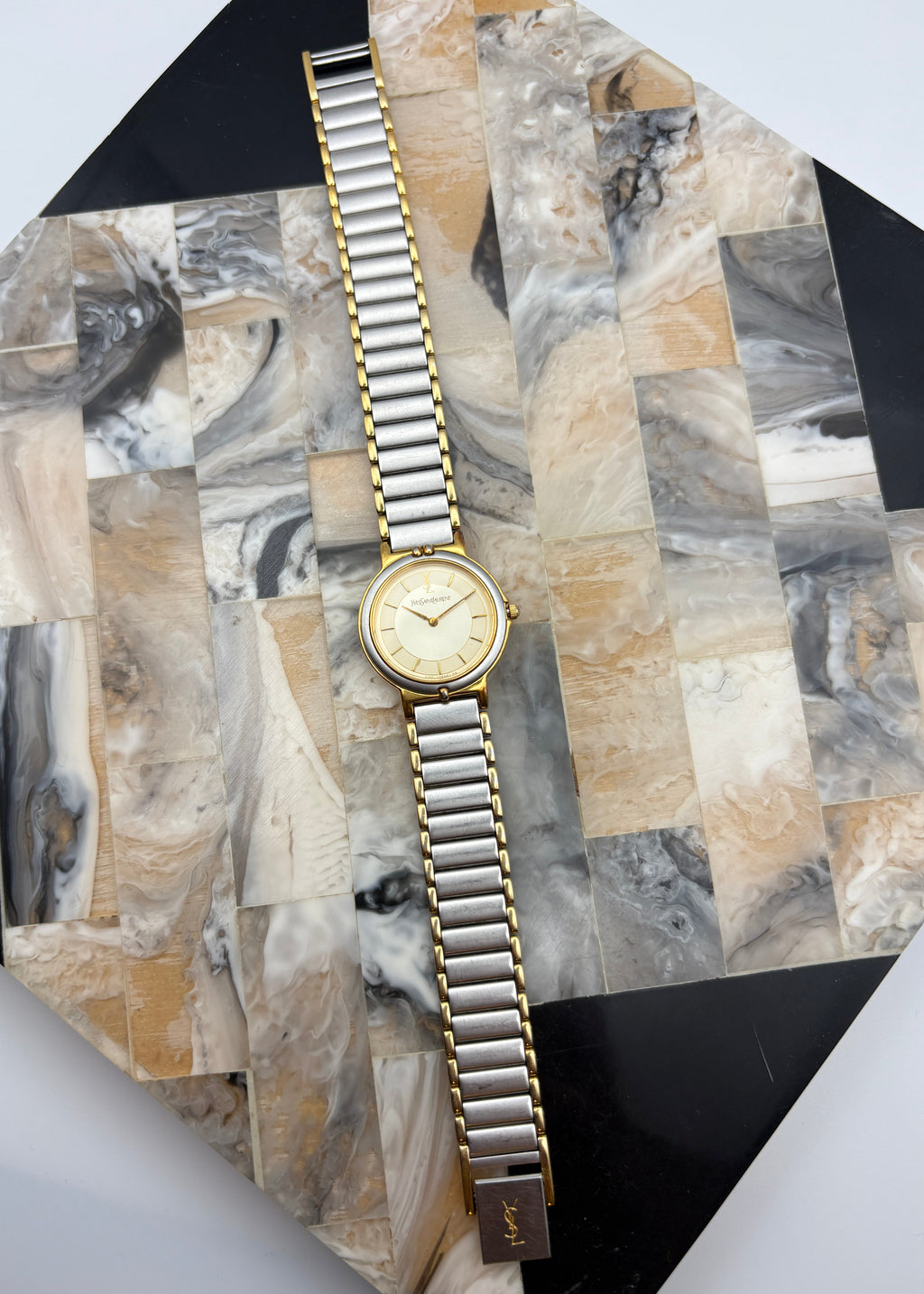 Yves Saint Laurent Vintage Ladies Watch in Two Tone Gold and Steel