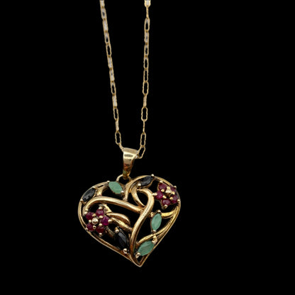 12KT Gold Filled Chain with 925 Gemstone Heart Pendant