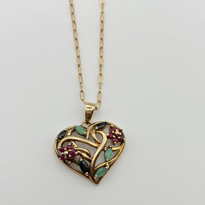 12KT Gold Filled Chain with 925 Gemstone Heart Pendant