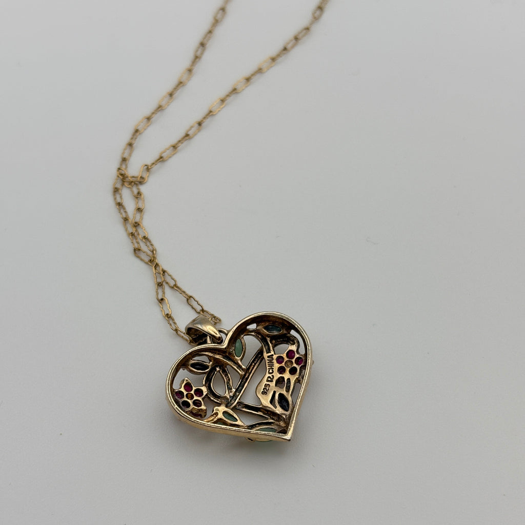 Gold over Sterling Gemstone Heart Pendant