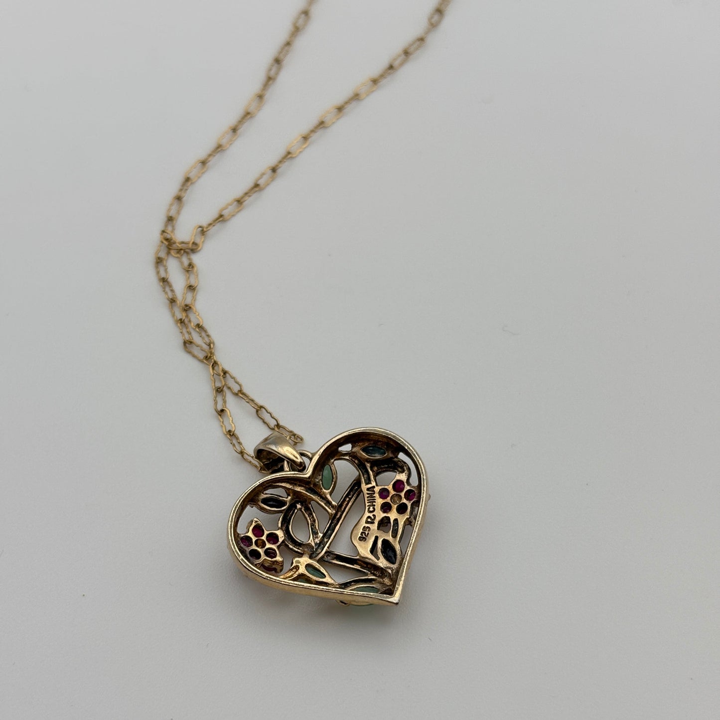 12KT Gold Filled Chain with 925 Gemstone Heart Pendant