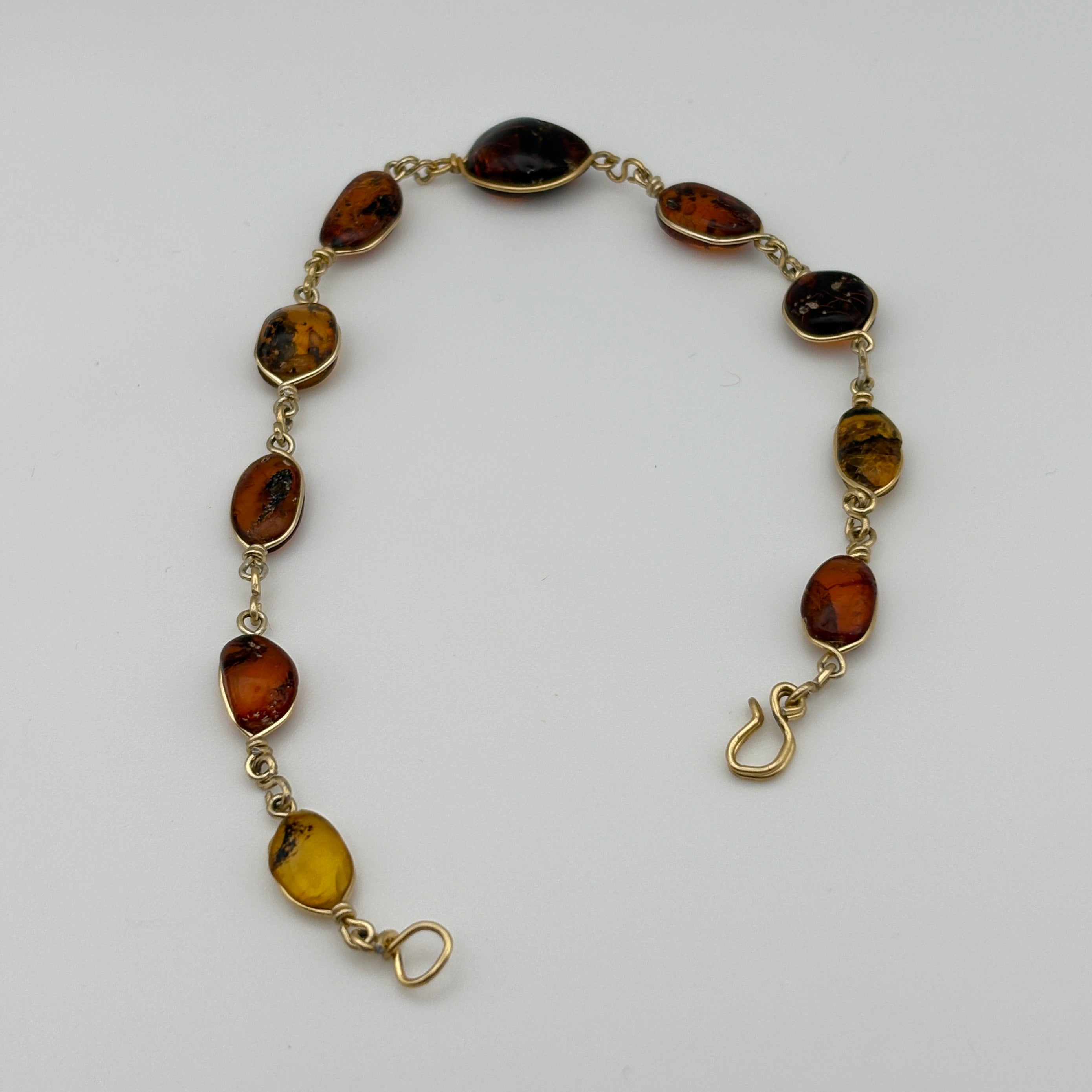 Vintage Wire Wrapped Amber Link Bracelet