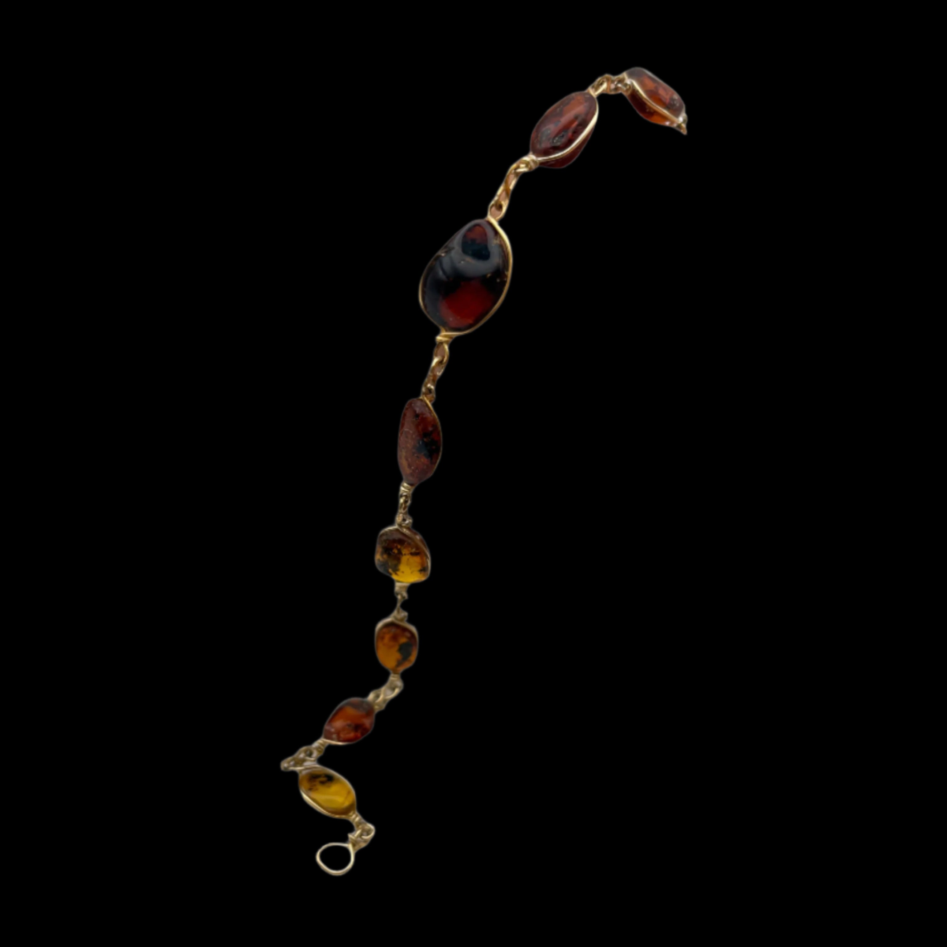 Vintage Wire Wrapped Amber Link Bracelet