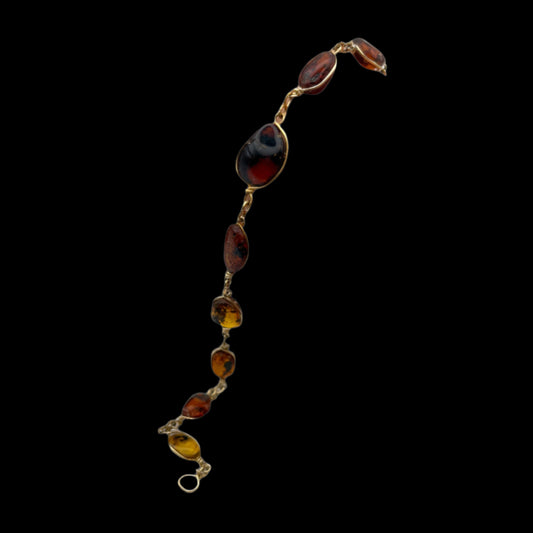 Vintage Wire Wrapped Amber Link Bracelet