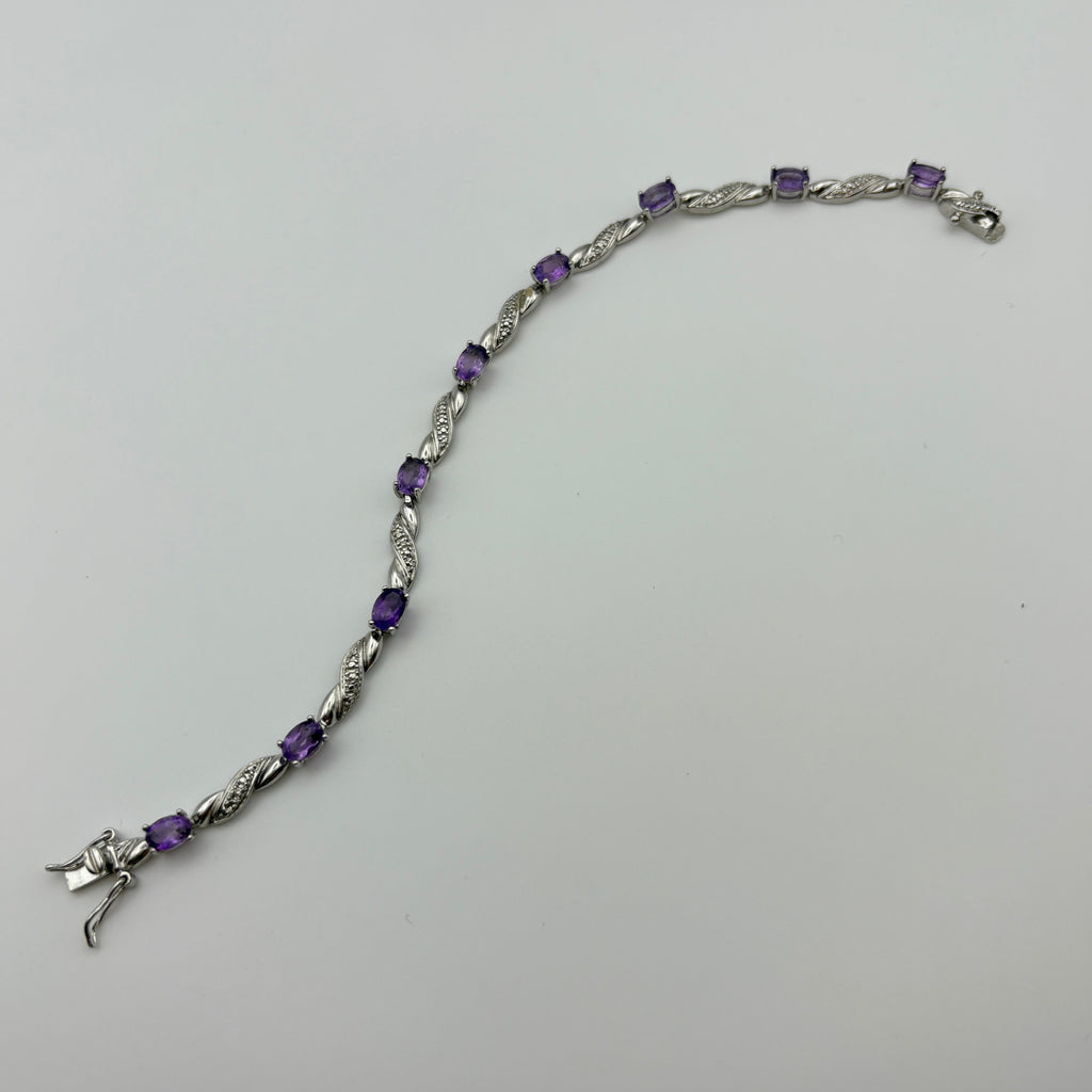 Purple Amethyst & 925 Tennis Bracelet