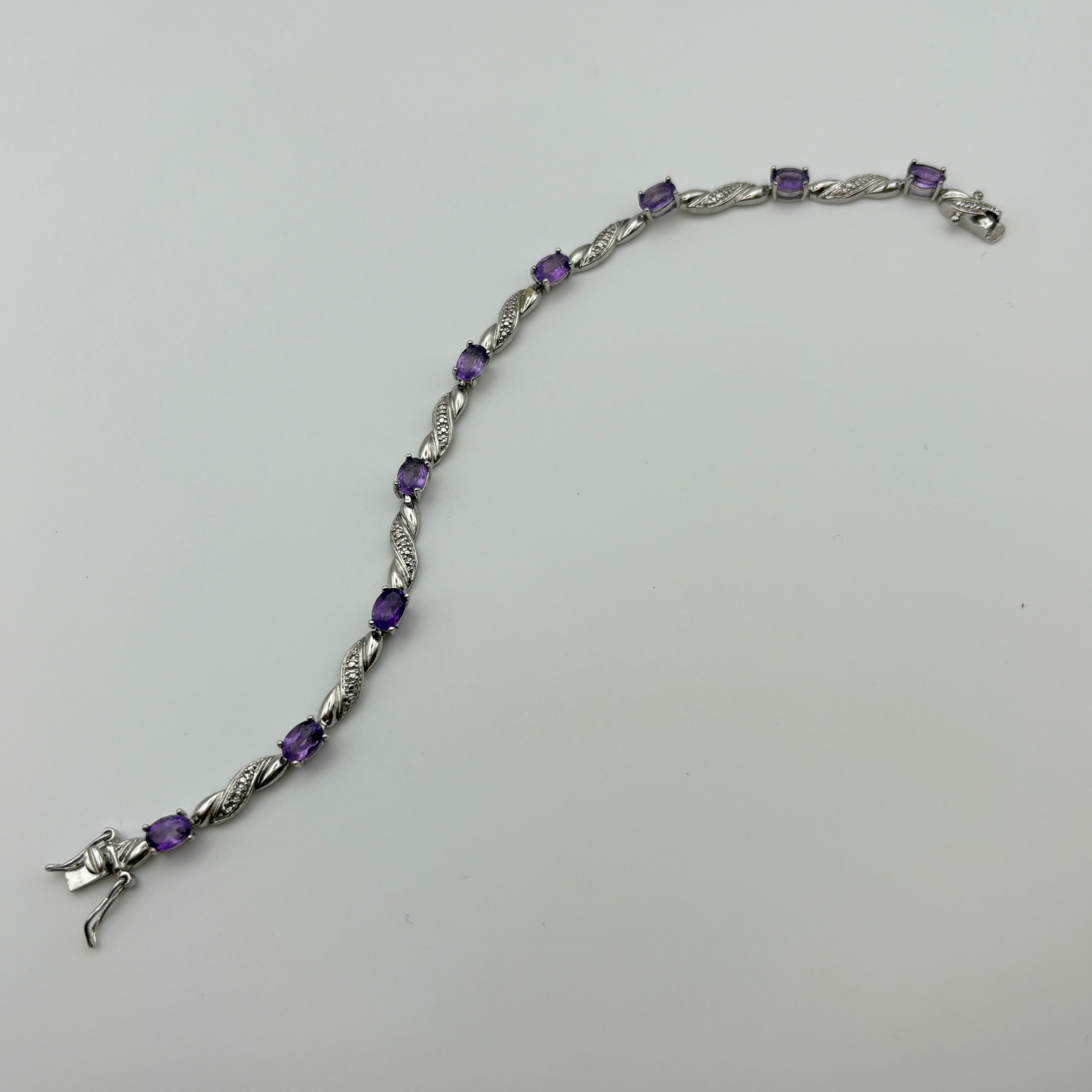 Purple Amethyst & 925 Tennis Bracelet