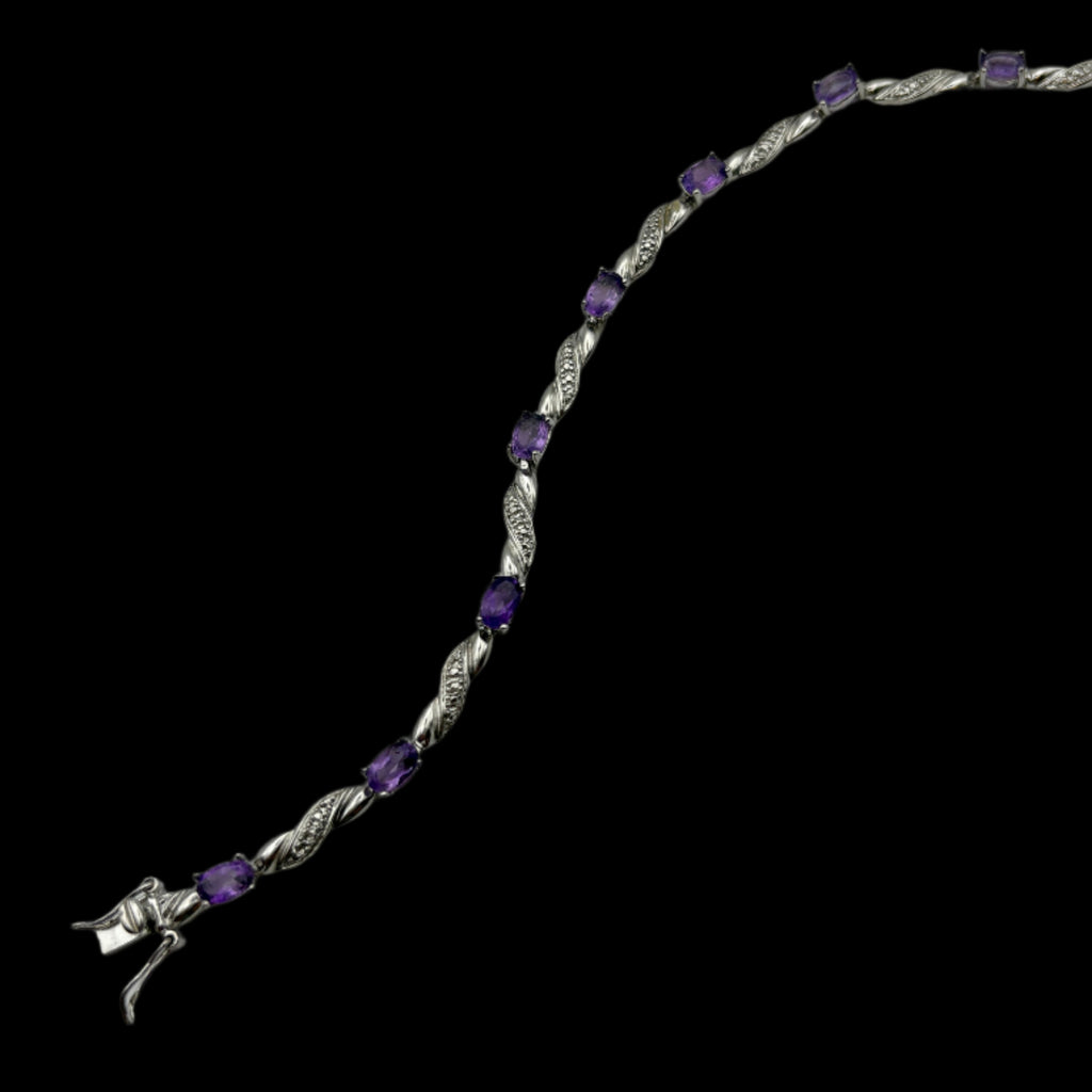 Purple Amethyst & 925 Tennis Bracelet
