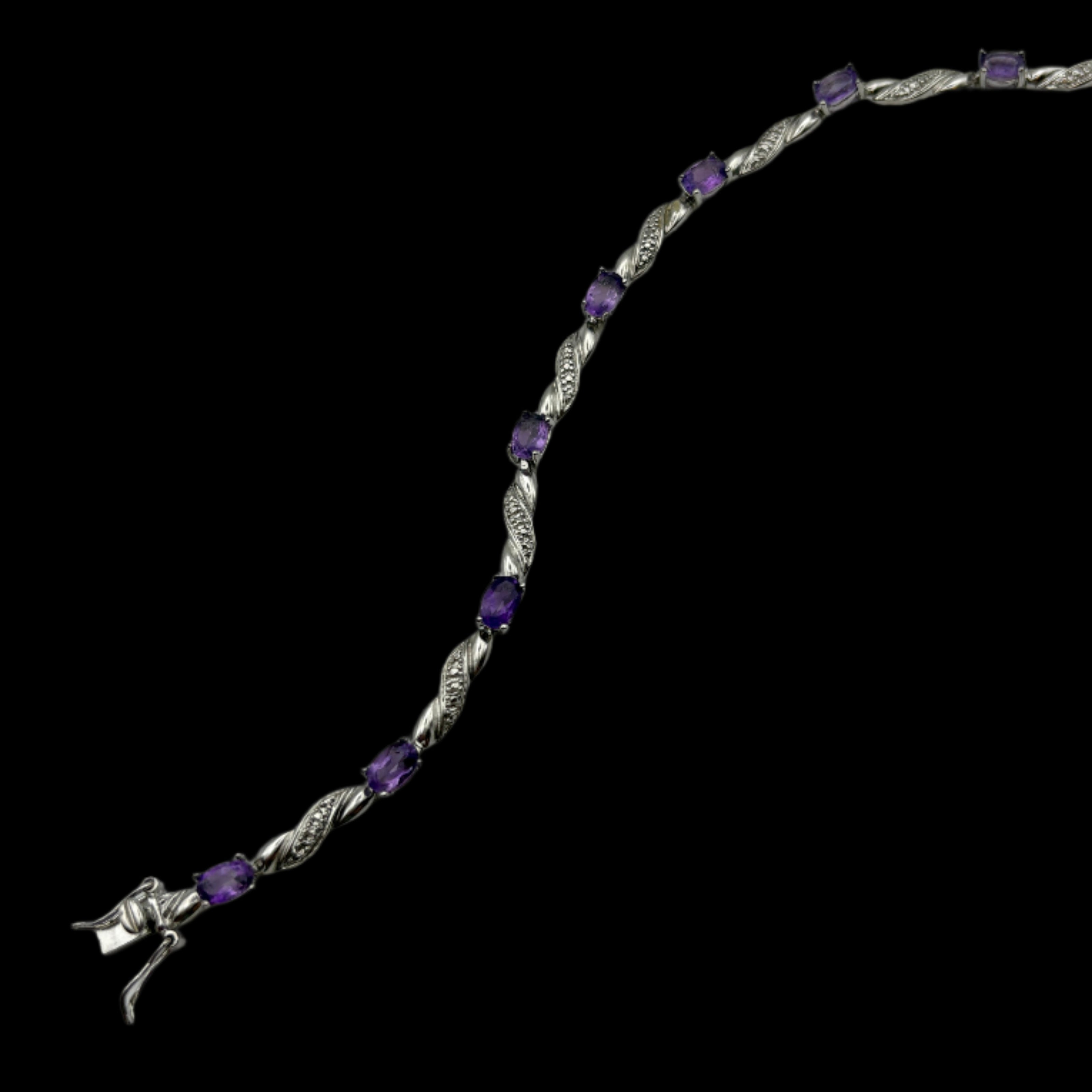 Purple Amethyst & 925 Tennis Bracelet