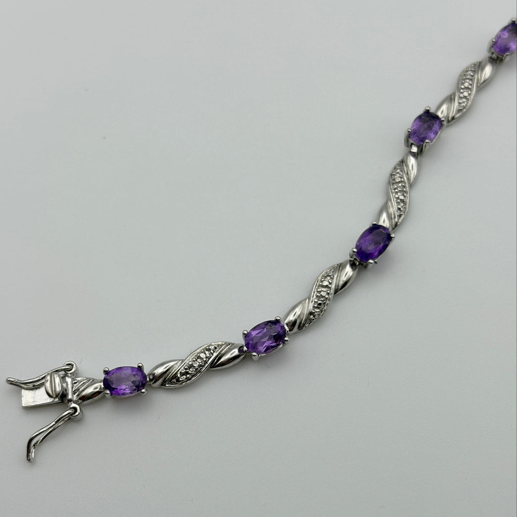 Purple Amethyst & 925 Tennis Bracelet
