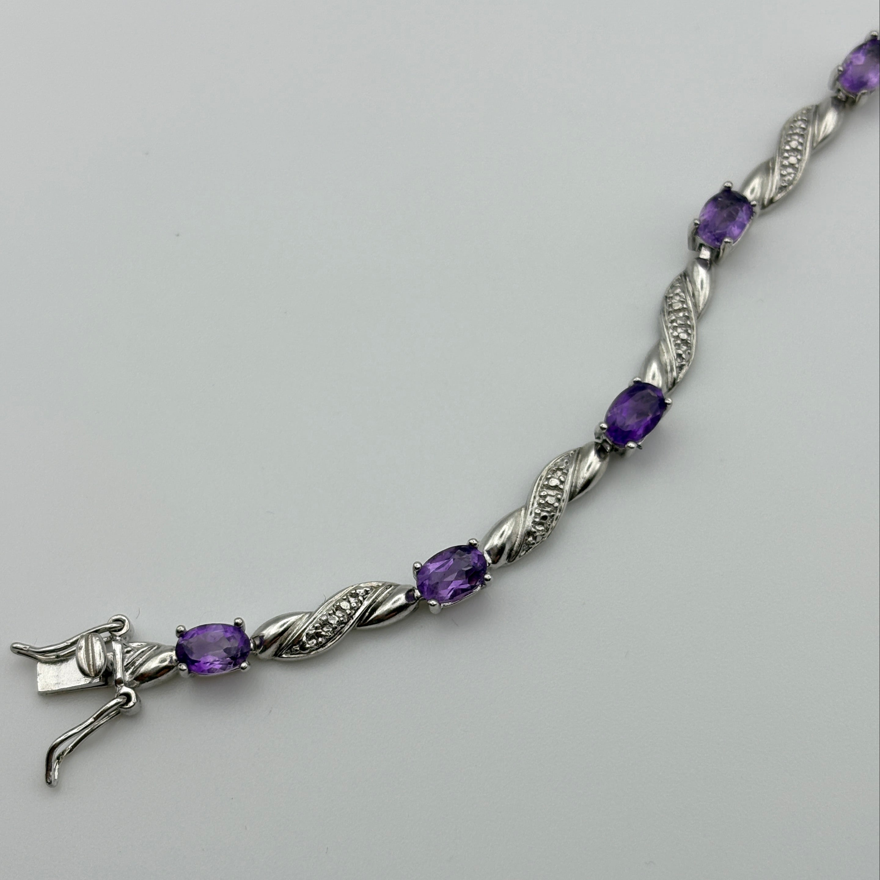 Purple Amethyst & 925 Tennis Bracelet