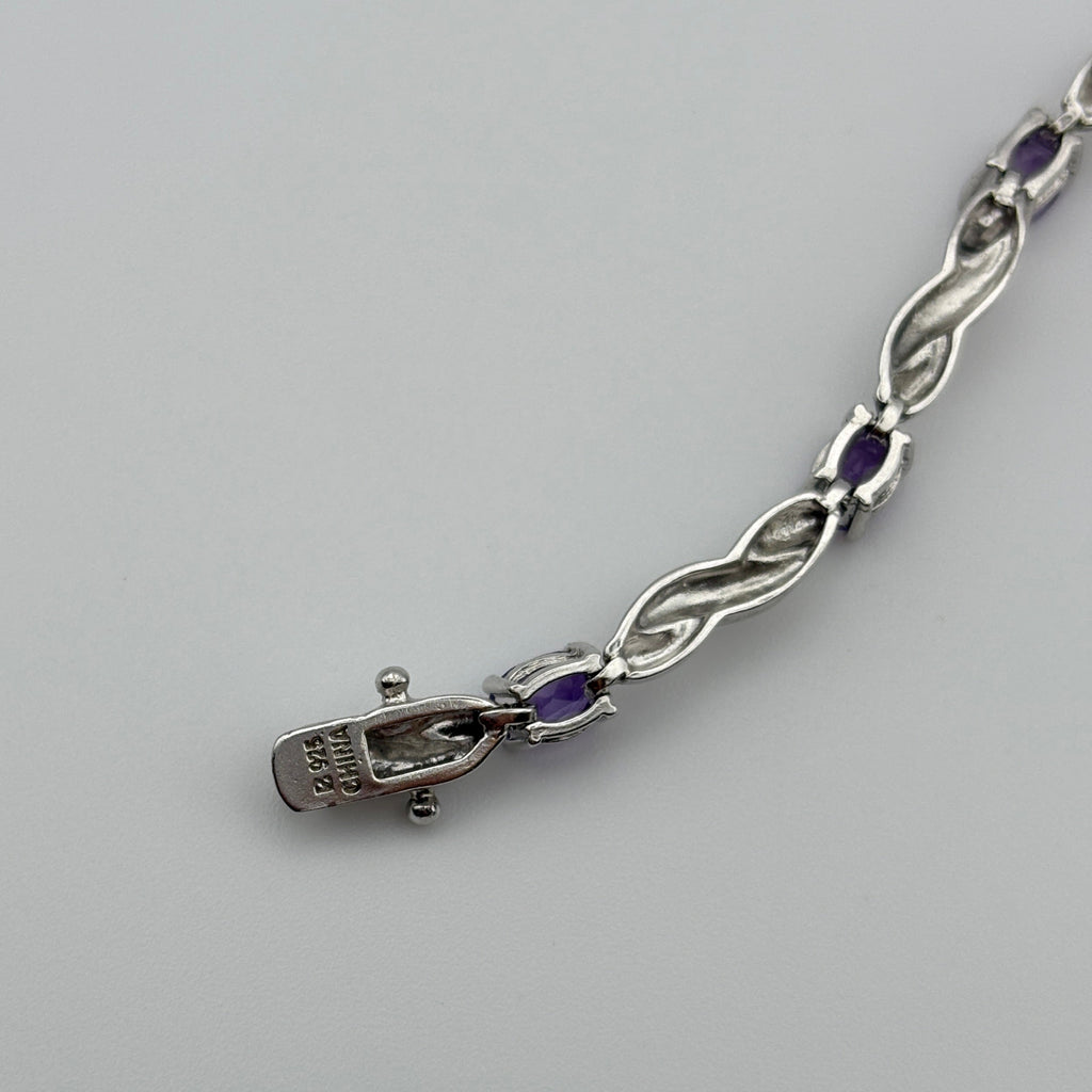 Purple Amethyst & 925 Tennis Bracelet