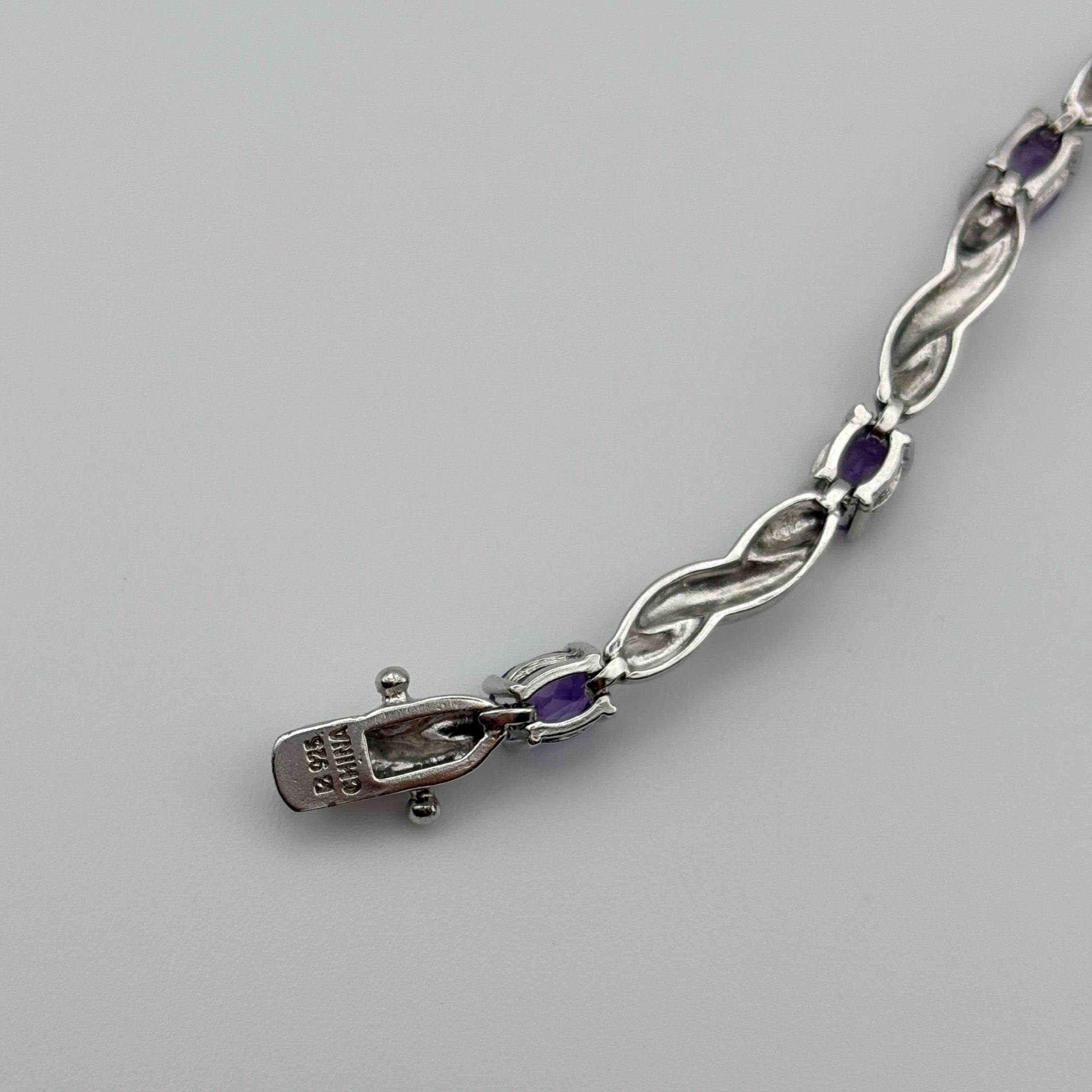 Purple Amethyst & 925 Tennis Bracelet