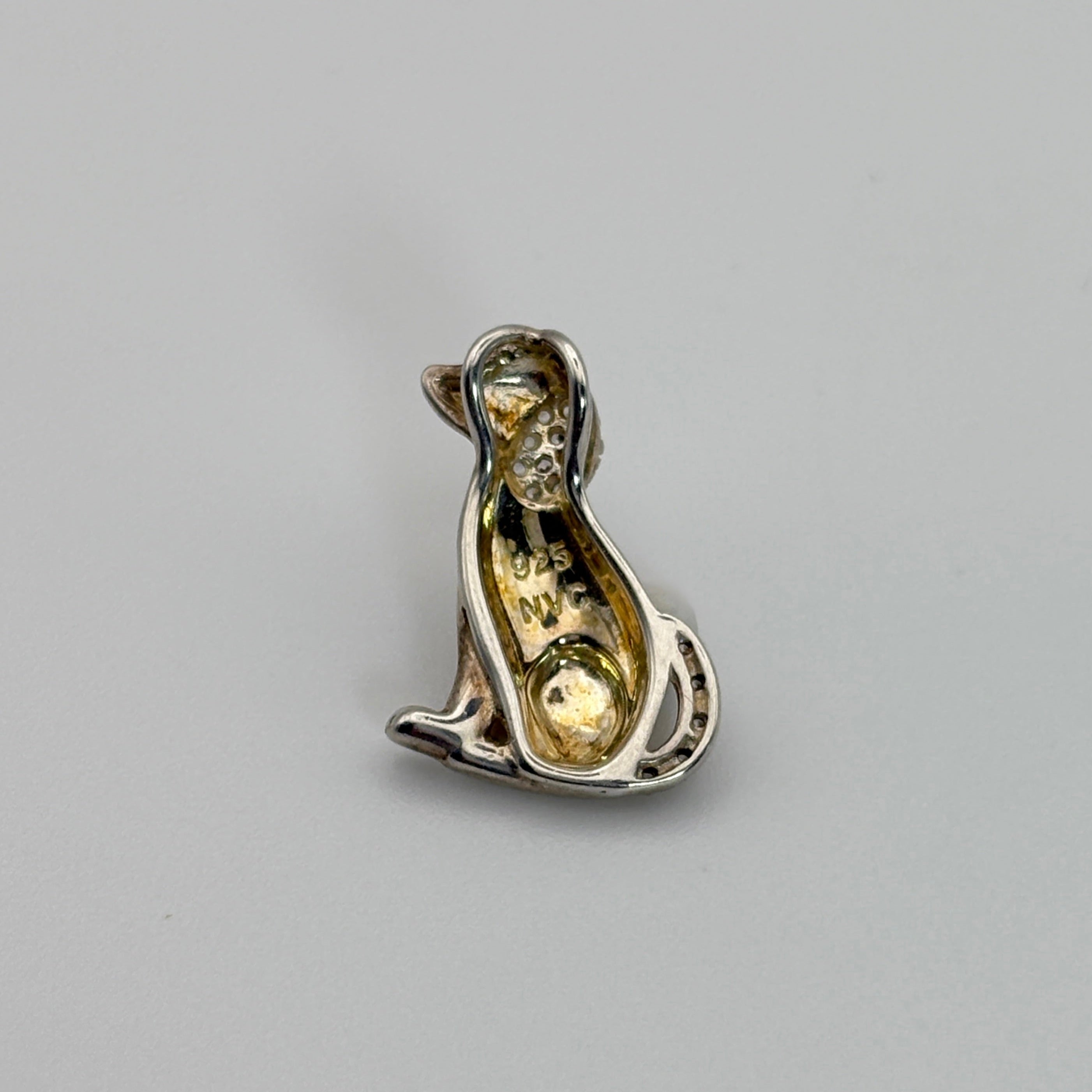 925 Pooch Pendant with Rhinestones