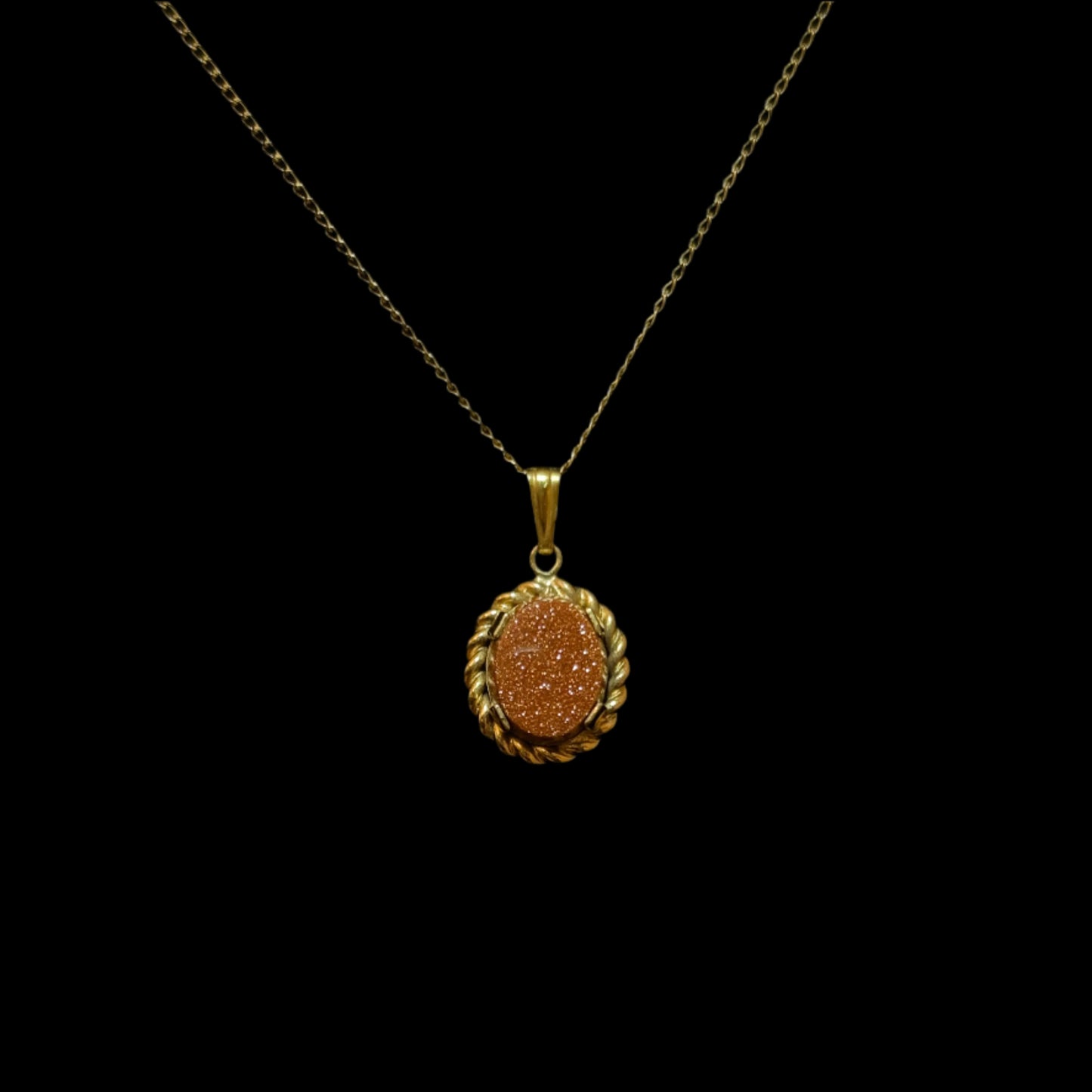 Gold Filled Goldstone Pendant & Necklace