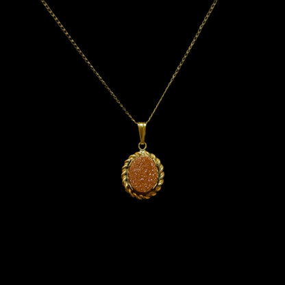 Gold Filled Goldstone Pendant & Necklace